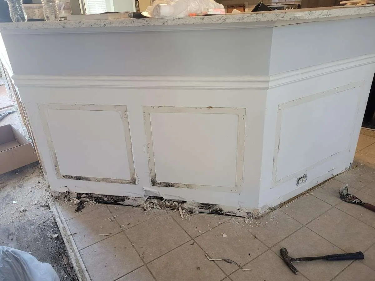 Water damage and mold on kitchen during Storm Damage Restoration in Bluffdale